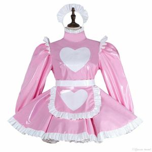 Tung PVC Sissy Maid Dress Cross Dressers skräddarsydd292h