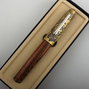 Gift Fountain Pens Jinhao 9056 Wood Fountain Pen F/M NIB Tiger Carving Cap med en omvandlare Ink Writing Gift Pen Pen Office School levererar Stationär 230720