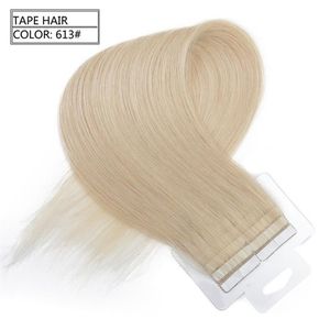 Grau 8A-- 40pcs 2 5g por peça Fita em Extensões de Cabelo Remy Cabelo Liso Brasileiro 100% Cabelo Humano Trama da Pele #1b 2 4 613 60 Fr256P