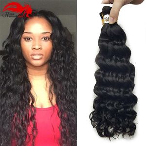 Bulk mänskligt hår för flätning Hannah Hår Mikroflätning Super Bulk Style 1 Pack 3 Bunds eller 4 buntar Deep Curly Natural Black 2424