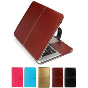 Business Leather Smart Holster Protective Sleeve Bag Case Cover för New MacBook Air Pro Retina 11 6 12 13 3 15 4 Inch Laptop Prote304D