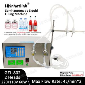 Envasadora de Garrafas Semiautomática Bomba Magnética Água Mineral Óleo Essencial Suco Leite de Soja Perfume Fluido Enchimento Quantitativo Embalagem Produção 2 Bicos