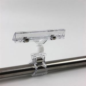 12PCS Merchandise Sign Clips Display Clip on Sign Holder Stand Rotatable Clear POP Clip on Sign Holders Advertising Tag Clamp2169