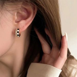 Hoop Earrings Black White Ear Piercing Tiny Stud Gold Color For Women Girl Simple Earring Prevent Allergy Cute Student Jewelry