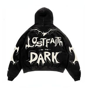 Kvinnors hoodies tröjor y2k retro slouchy bat tryck hoodies kvinnor tröja överdimensionerade löst street topp par tröja amerikanska goth kläder 230719