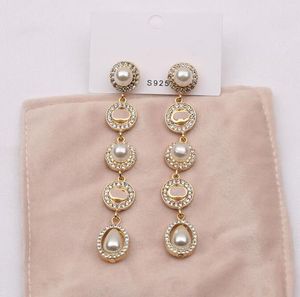 Brincos de orelha pendentes femininos banhados a ouro 18 quilates joias de luxo brinco de argola com pingentes de diamante