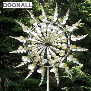 Unique and Magical Metal Windmill 3D Wind Powered Kinetic Sculpture Lawn Metal Wind Solar Spinners for Yard and Garden Decor235p