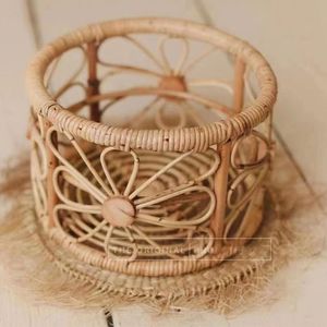 ギフトセット生まれの植物小道具のプロップ乳児織りレイティンバスケットヴィンテージベイビーポーシュート家具ポーズポーズ