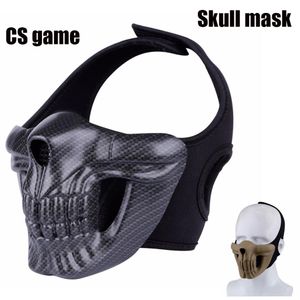 Jakt Tactical Skull Mask Paintball Outboor Halloween Cosplay CS Skull Masker Half Face Warme Protective Mask2660