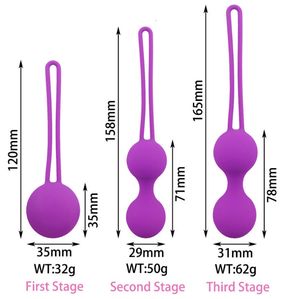 Vibrators 3 piecesset of safety silicone smart balls Kegel Ben Wa Vaginal tightening exercise machine geisha Sex toys 230719