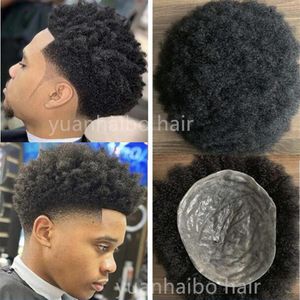 Afrika Amerikan Afro Toupees Brezilyalı Remy İnsan Saç Parçaları 4mm 6mm 8mm Tam İnce Cilt PU Birimleri Siyah Erkekler Ekspres Teslimat209o