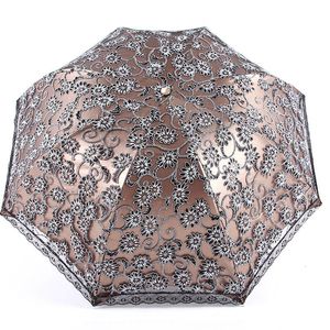 Paraplyer dubbel spets sol paraply bröllop kvinnors solsken vindtät resa uv skydd paraply svart rosa lyx mode paraply 230719