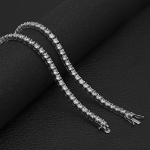 3mm 4mm 5mm Round Cut Iced Out Cubic Zirconia Tennis Link Chain Hiphop Top Quality CZ Box Clasp Necklace Women Men Jewelry303C
