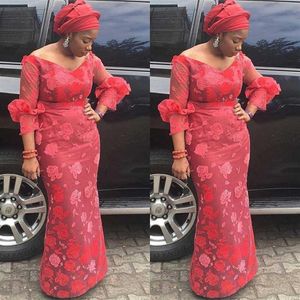 ASO EBI V Neck Prom Dresses Water Melon Mermaid Plus Size aftonklänningar Afrikanska kvinnor Formell festklänning billig golvlängd224q