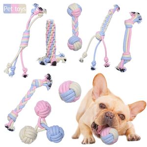 Pet Toys Cotton Conting Cat Dog Разочарные узлы Chew Toys Узел щенка для домашних животных поставляется с домашними собаками, кошка Прочная плетеная костяная веревка314E