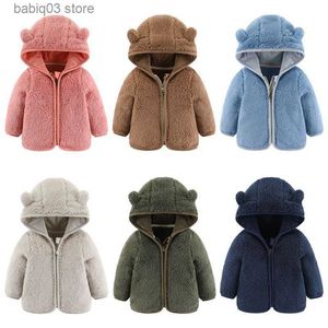 Giacche Stagione primaverile e autunnale per bambini Manica lunga Peluche Cerniera superiore Capispalla per ragazzi e ragazze con cappuccio caldo T230720