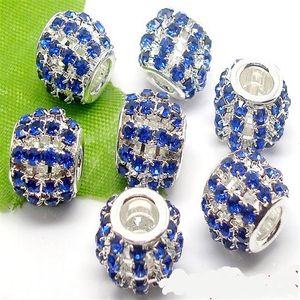50 Stück Lot Mode hohle versilberte königsblaue Strassperlen für die Schmuckherstellung DIY Perlen für Armband ganz in loser Schüttung Low273O