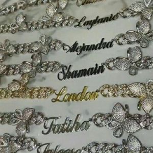 Custom Name 9MM Butterfly Cuban Link chain Namplate Pink Butterflys choker Cz Punk Miami Link Bling Bling Hip Hop Jewelry For Gift267E