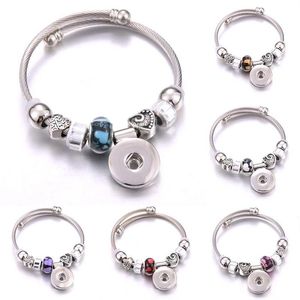 Charme Armbänder Elastizität Druckknopf Armband Herz Kristall Armreifen Perlen Schmuck Machen Fit 18 MM Buttons322S