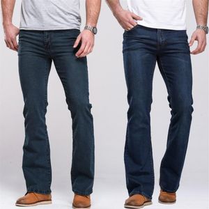 Jeans da uomo Mens Boot Cut Leggermente svasato Slim Fit Blu Nero Designer Classic Male Stretch Denim282n