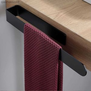 Portasciugamani Porta asciugamani ad anello Autoadesivo Bagno Cucina Portasciugamani Stick on Wall Acciaio inossidabile SUS 304 Nero opaco L230704