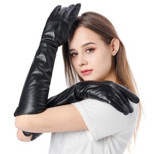 Women winter long fur Leather Softs rabbit warm sheepskin Sexy drive Ladies biker Driving Wedding Ball dinner bride Touch screen g2854