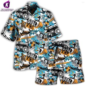 Camisas casuais masculinas Game Goal Time Unissex Respirável 3D Print Trendy Cool Fashion Hawaiian Beach Party Tops Mangas curtas Summer