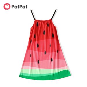 PatPat Kid Girl Vestido Cami com estampa de melancia Colorblock