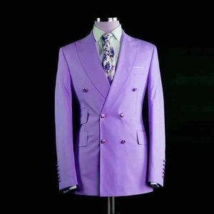 Przystojny dwubłodzony drużbowy szczyt Lapel Groom Tuxedos Men Suits Wedding Prom Man Man Blazer Pants Tie AA291268C