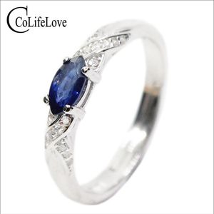 Natural Sapphire Ring 3 mm 6 mm Sapphire Gemstone Silver Ring Solid 925 Silver Sapphire Jewelry2797