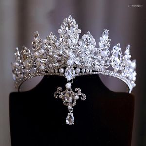 Hårklämmor Himstory Bridal Crown Peacock med Waterdrop Wedding Accessories Stage Bankettstil smycken Tiara Boda