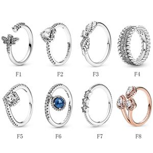 NEUER Ring aus 100 % 925er-Sterlingsilber, passend für Pandora, Blumen, Liebe, Herz, Libelle, Sterne, Winkelringe für europäische Frauen, Hochzeit, Original F271J