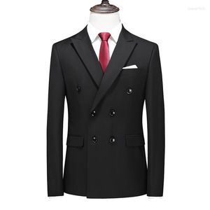 Ternos masculinos clássicos pretos blazers jaqueta tamanho grande 6XL masculino trespassado terno formal casacos fino ajuste vestido de noiva tops