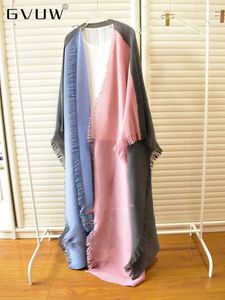 Płaszcze damskie gvuw tassel plisowany szal dla kobiet 2023 Spring Elastic Color Block Patchwork luźne modne ubranie 17G1280