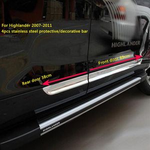 High quality stainless steel 4pcs car surface Side door protective trim door decorative sticker guard bar for Toyota Highlander 20296i