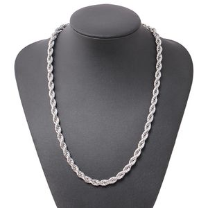 Corrente de corda ed Joias masculinas clássicas 18k ouro branco cheio de hip hop colar fashion joias 24 polegadas235n