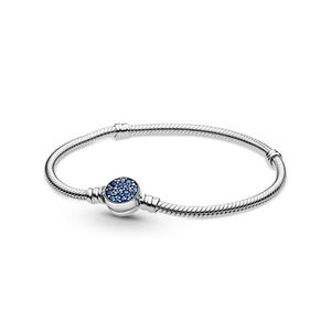 Women 925 Sterling Srebrny Pandora Charm Bracelets Niebieska klamra najwyższej jakości łańcuch łańcucha węża Bransoletka luksusowa designerka dar