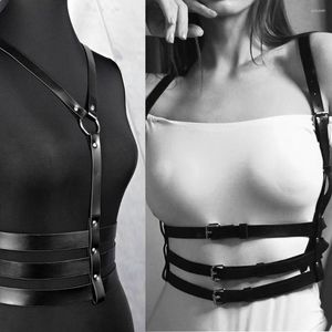Cinture Cintura per imbracatura da donna in pelle PU Catena per il corpo di alta qualità Giarrettiera regolabile per bondage Cinturino gotico nero Incontri per feste