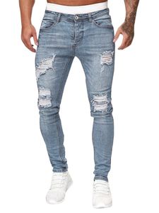 Jeans da uomo Pantaloni in denim hip-hop strappati strappati strappati strappati strappati slim fit da uomo con un tocco alla moda 230720