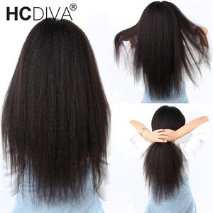 Afro Kinky الدانتيل المستقيم جزء WIG 13 1 Brazilian Remy Human Hair 5inch Part Part Lace Pixie Cut Wig 150 ٪ 10--26inch238g