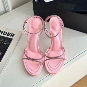 Designer women's high-heeled sandals cross-strap strap drill sandals high-heeled shoes dinner shoes summer seaside belt box