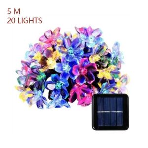 Solar Cherry Blossom Flower Garland LED String Fairy Lights Crystal Flowers for Outdoor Wedding Christmas Decors ll