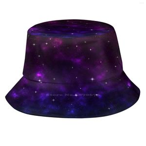 BERETS BI GALAXY FOLLABLE PANAMA BUCHET HAT CAP Bisexual Nebula Stars Pride Flag Mönster Blue Pink Purple Purple