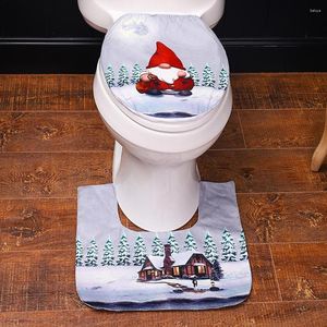 Coprisedili per WC 2 pezzi/set utile copertura leggera bella stampa Babbo Natale anti-sbiadimento tappetino inferiore decorazione natalizia