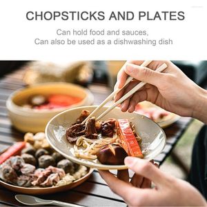 Dinnerware Sets Flatware Plastic Bowl Tableware Set Solid Color Eat Practical Portable Outdoor Picnic Spoon Cup