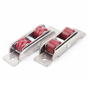 4Pcs Stainless Steel Red Nylon Flat Concave Double Wheel Plastic Steel Slide Doors Window Pulley U-type Ultra-silence Other Door H345N