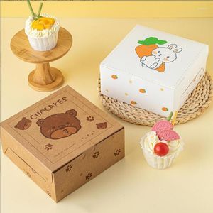 Confezione regalo 10 pezzi di carta Cup Cake Box Cookie Cottura Imballaggio Ciambelle Cioccolato Finestra trasparente Compleanno Natale Evento Bomboniere