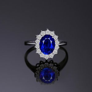 Blue Sapphire Engagement 925 Sterling Silver Ring Wedding Jewelry Desinger Rings261Z