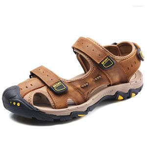 Sandals Fashion Summer Outdoor Beach Breathable Men Genuine Leather Men's Sandal Man Causal Shoes Plus Size 39-47