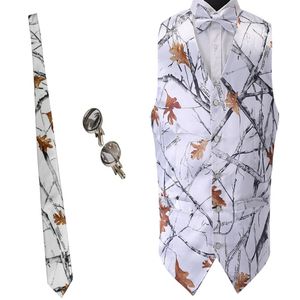 Novo estilo árvore real branco caça coletes do noivo 4 peça conjunto carvalho musgo camo smoking coletes de casamento camuflagem caça vests232N